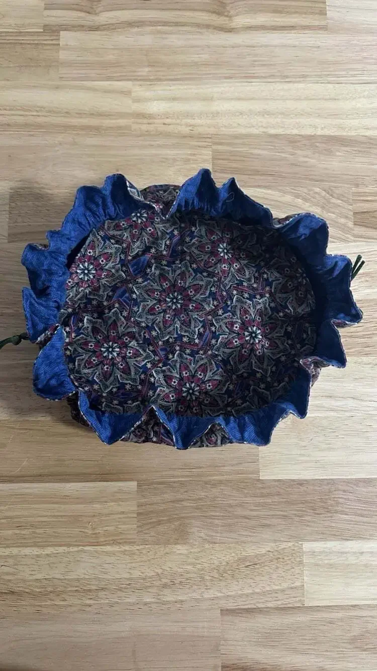 Vintage Jewelry Bag Drawstring Pouch Paisley Floral Print